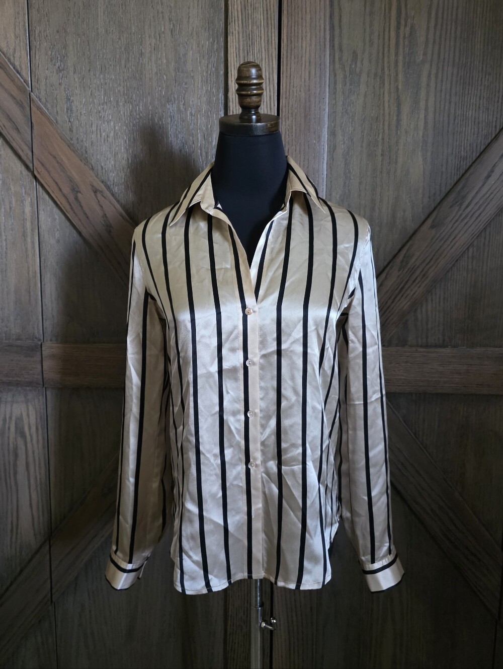 L'AGENCE Silk Striped Blouse